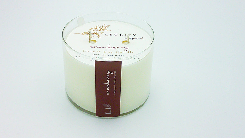 Cranberry Classic Glass 2 Wick Soy Candle