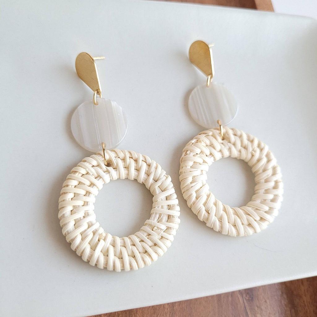 Lana Earrings - Light Rattan Seashell // Resort, Jewelry
