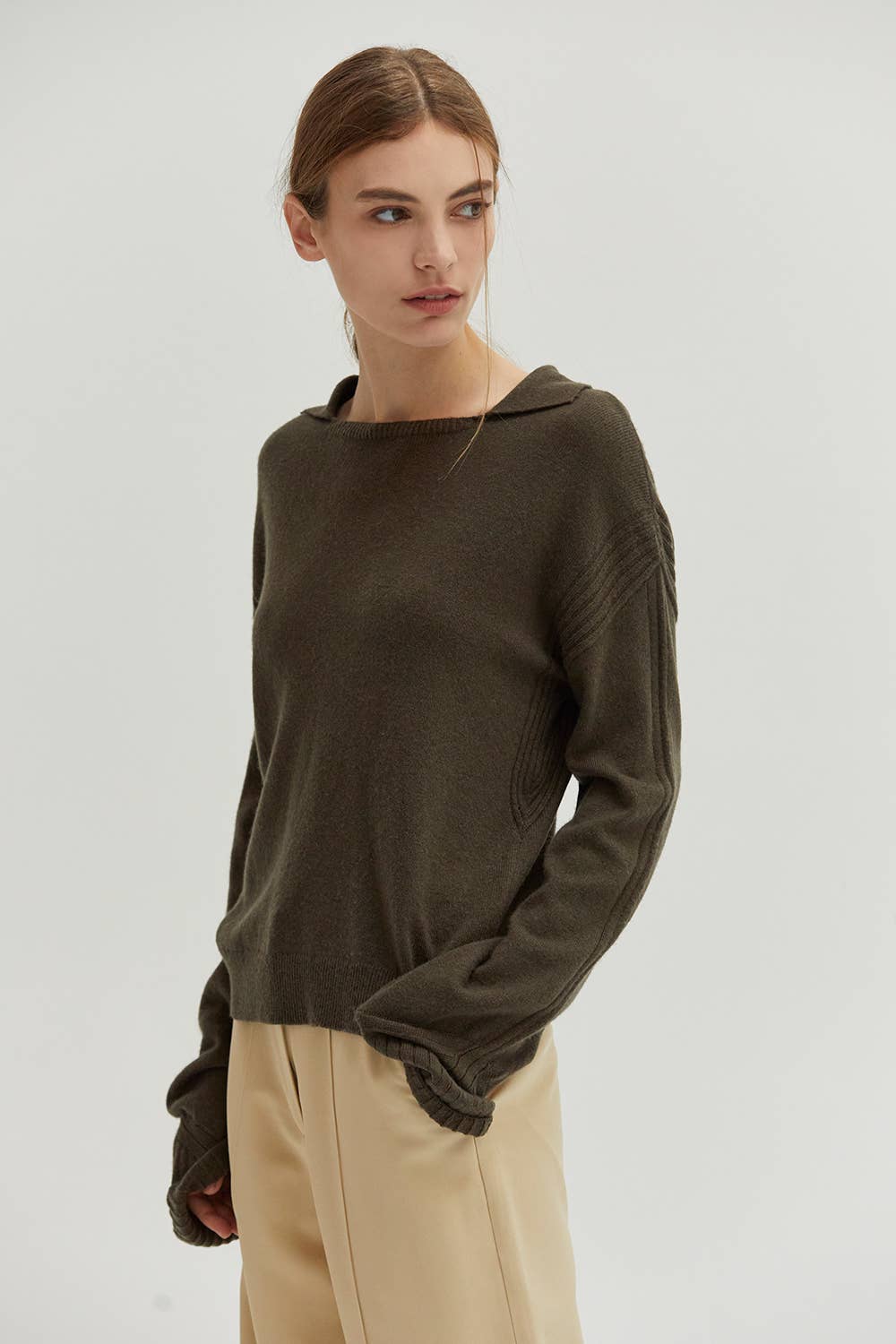 CT8877 - Maline Cashmere Softened Collared Sweater Top