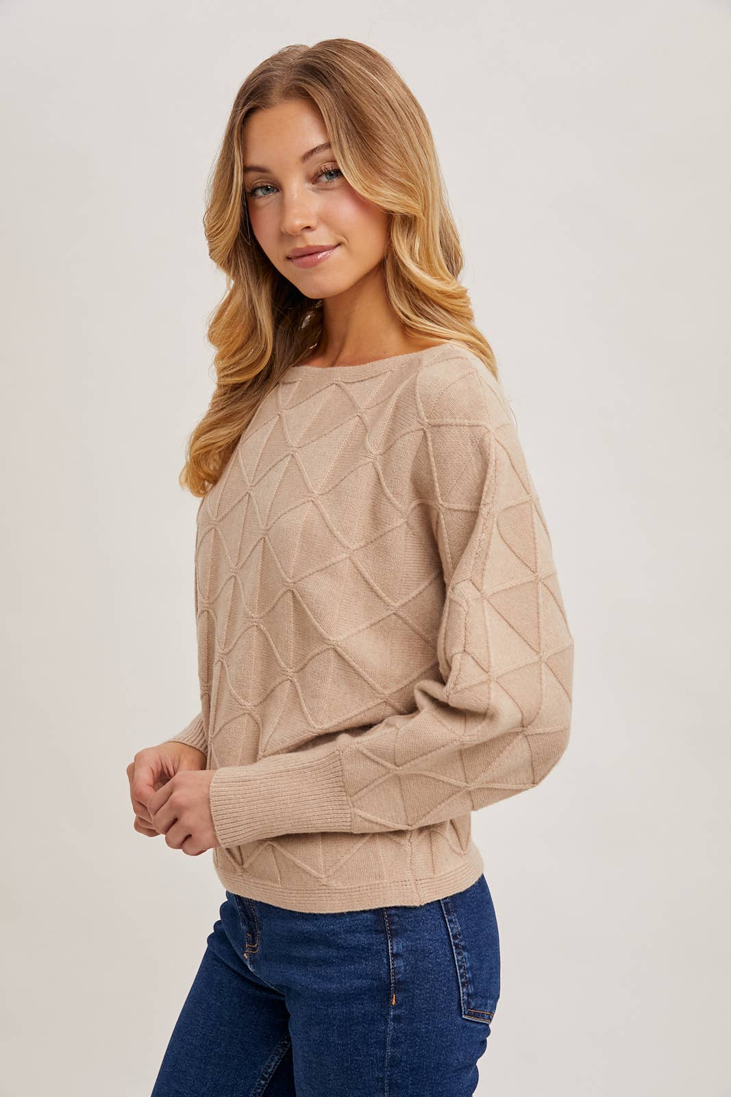 Boat Neck Diamond Sweater