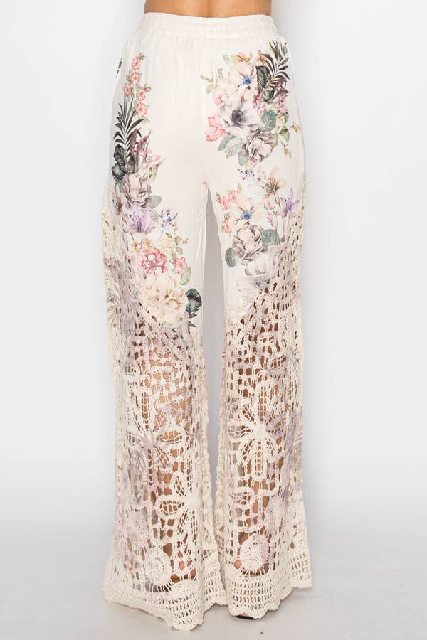 Crochet-Detail Lined Drawstring Pants