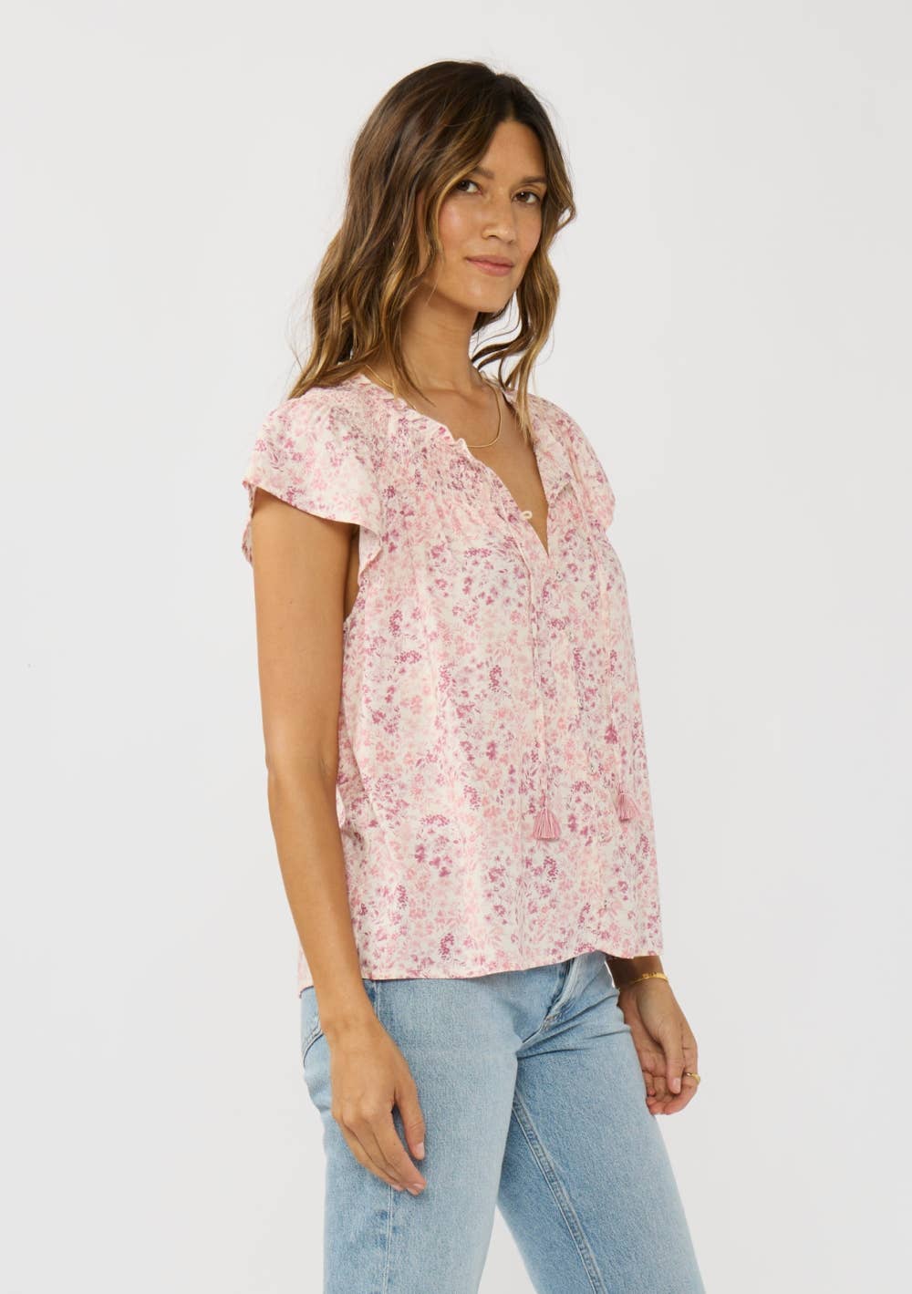 Floral Smocked Flutter Top