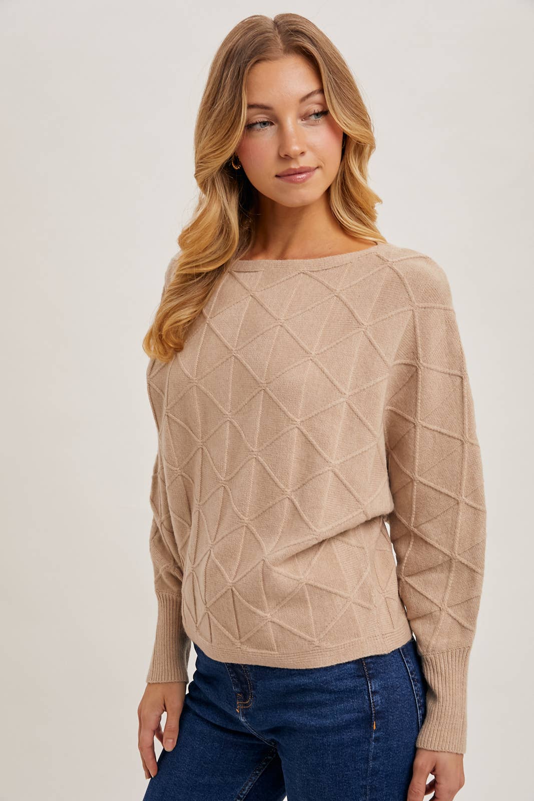 Boat Neck Diamond Sweater