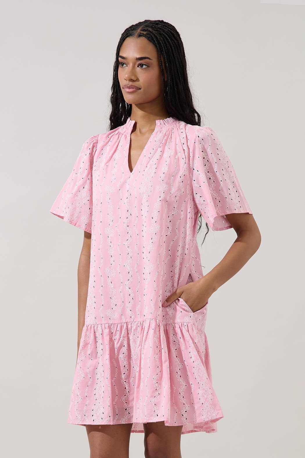 Azari Shift Mini Dress Eyelet