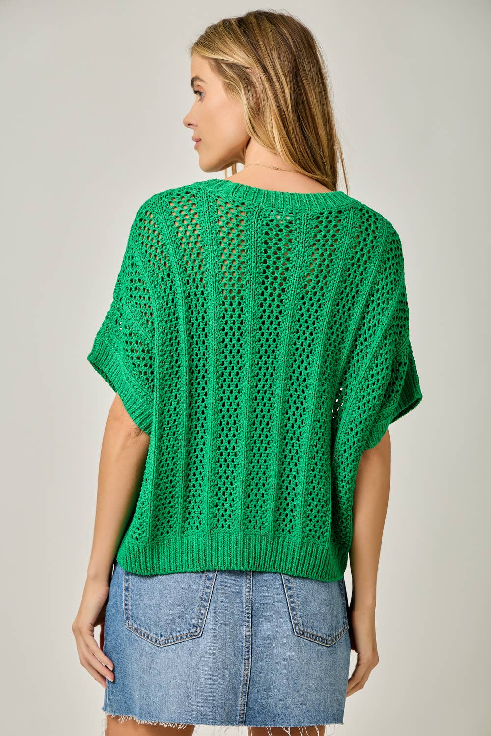 Crochet Short Sleeve Dolman Sweater