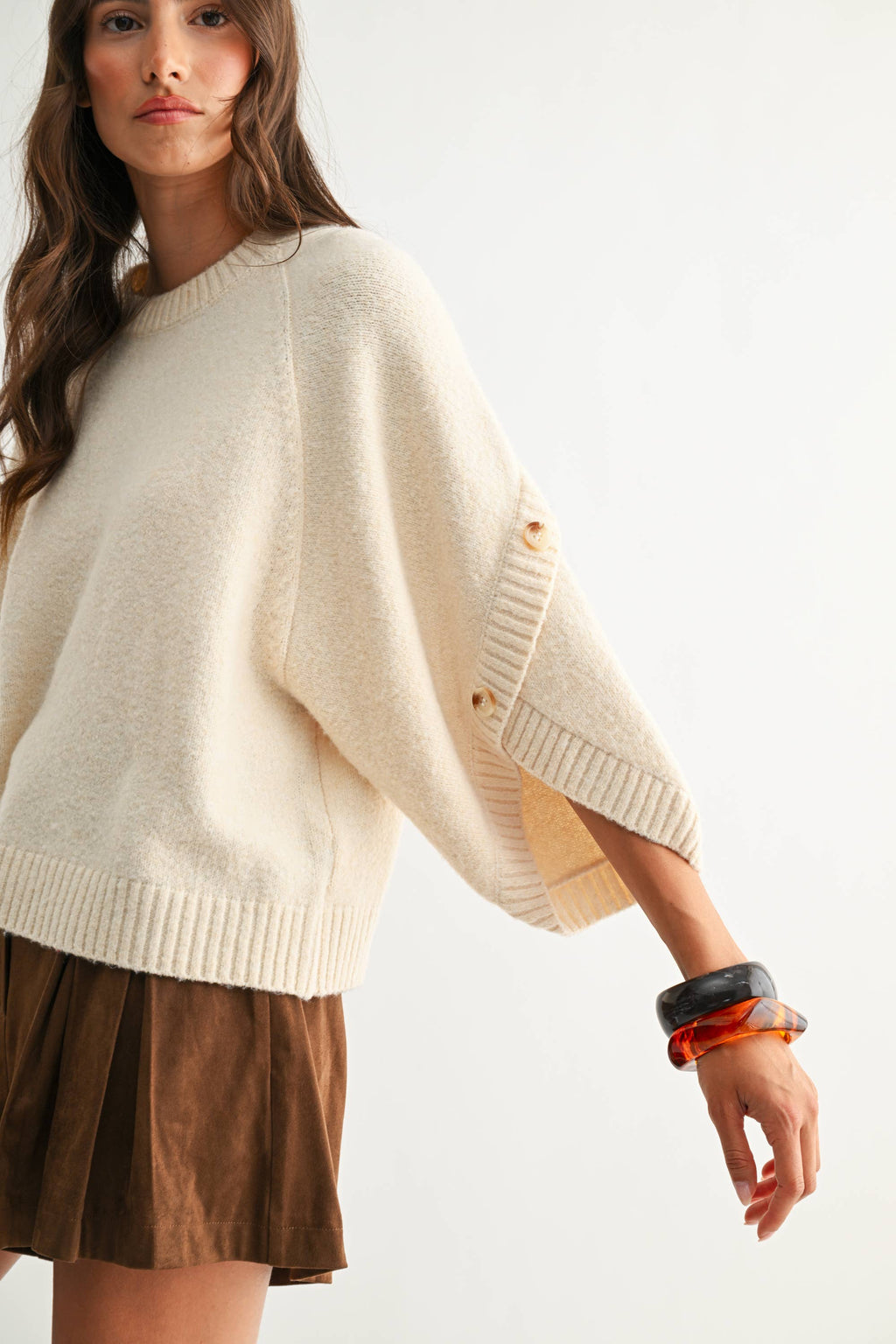 Button Sleeve Pullover