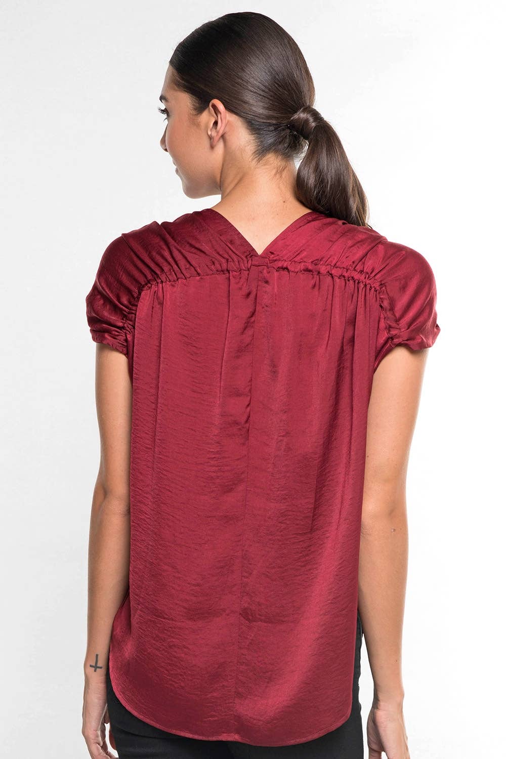 Holiday Satin Short Sleeve Top