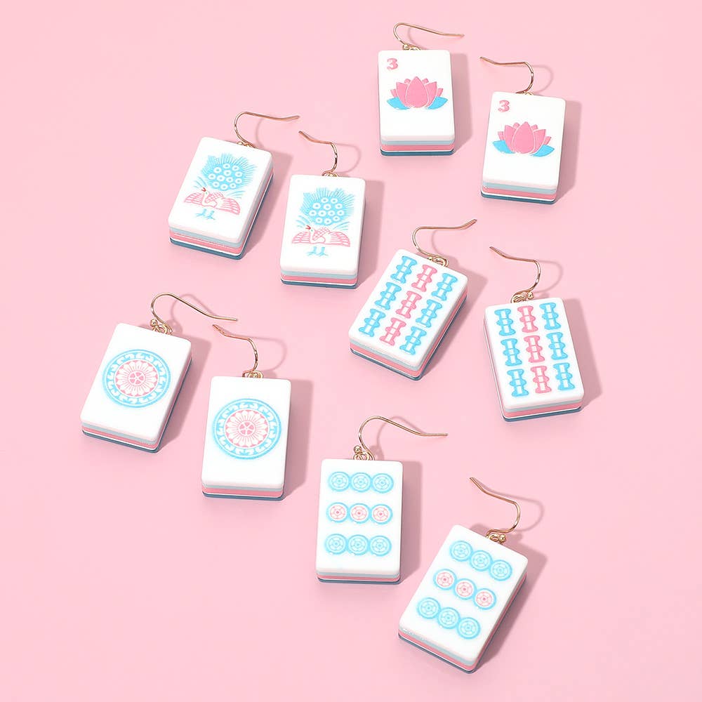 Mahjong Tile Drop Earrings