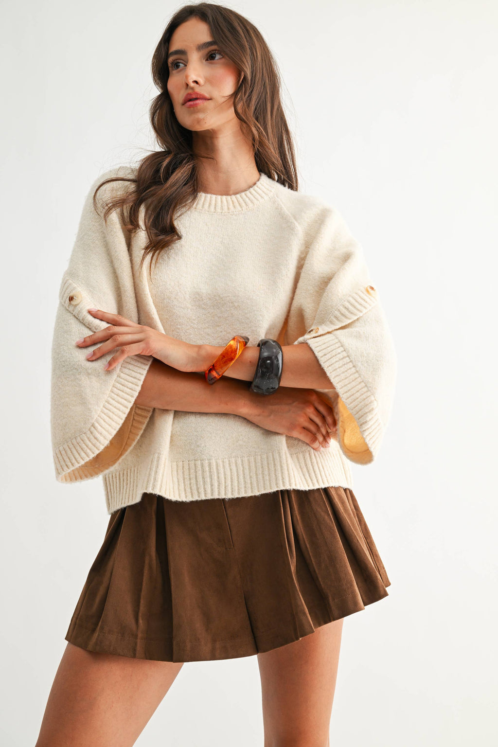 Button Sleeve Pullover