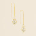 Pressed Flower Thread Earring - White Lace Flower/Gold