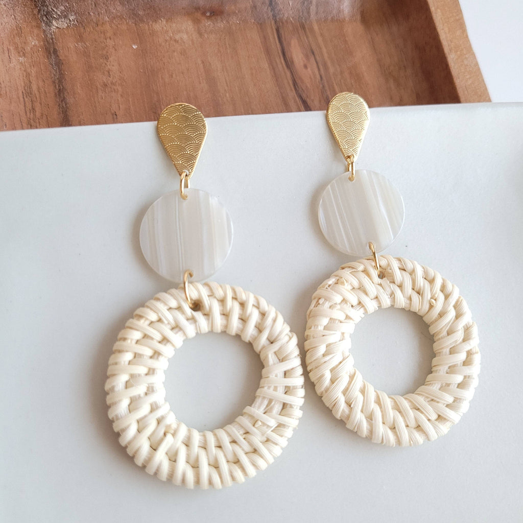 Lana Earrings - Light Rattan Seashell // Resort, Jewelry