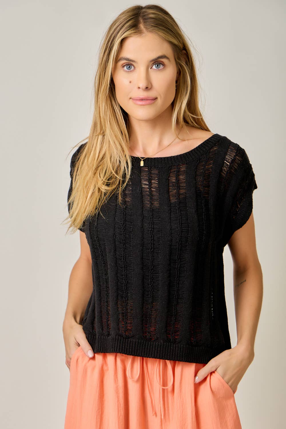 Ladder Knit Boxy Sweater