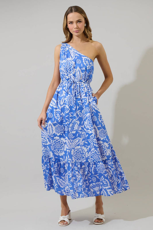 Marny Floral Elya One Shoulder Maxi Dress