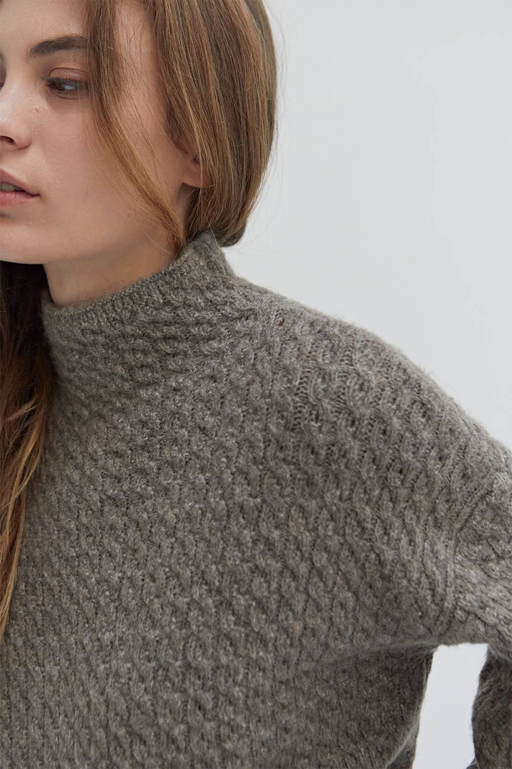 CT9280 - Emmi Cable Knit Mock Neck Sweater