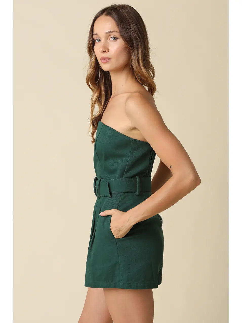 Louise Strapless Belted Romper