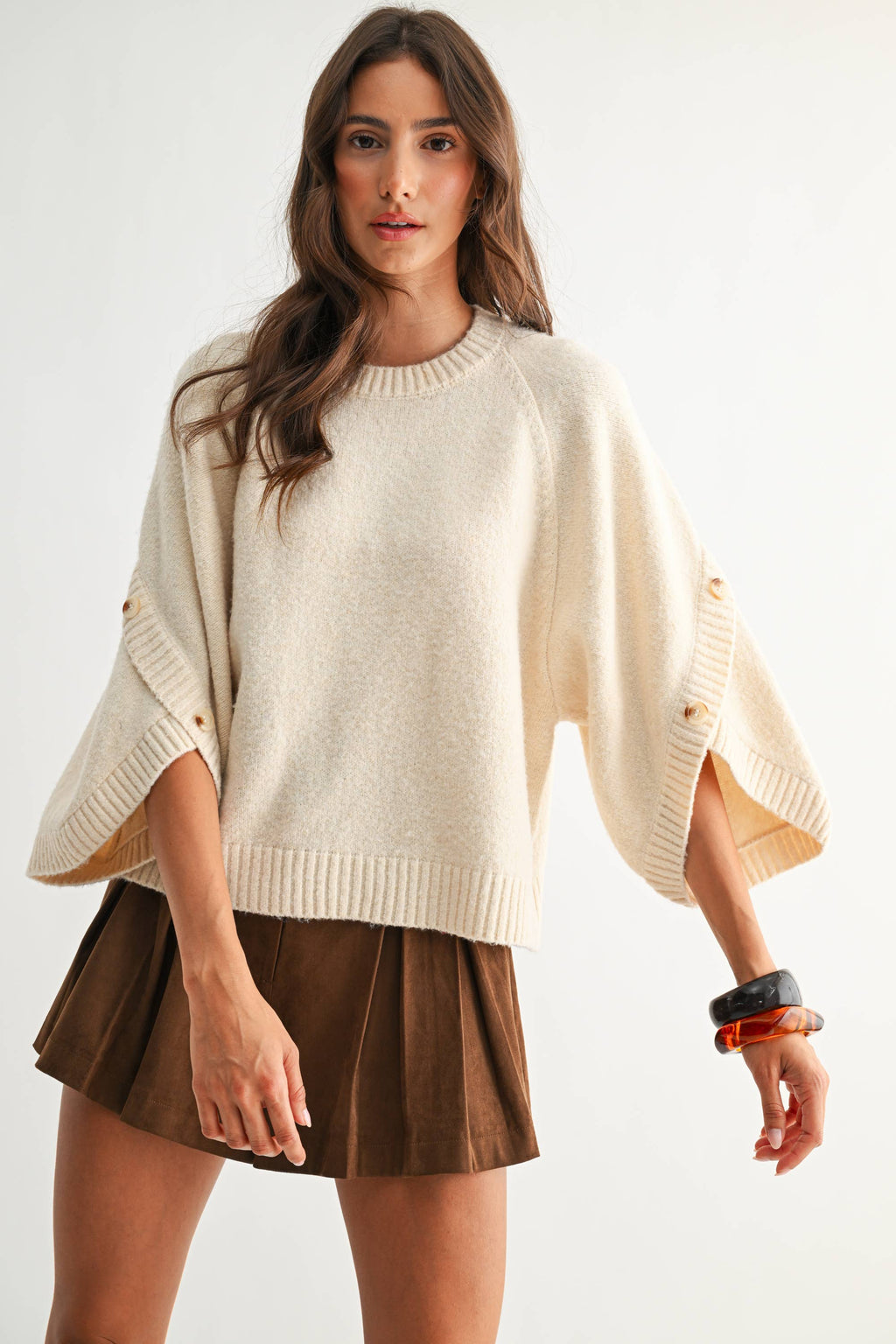 Button Sleeve Pullover