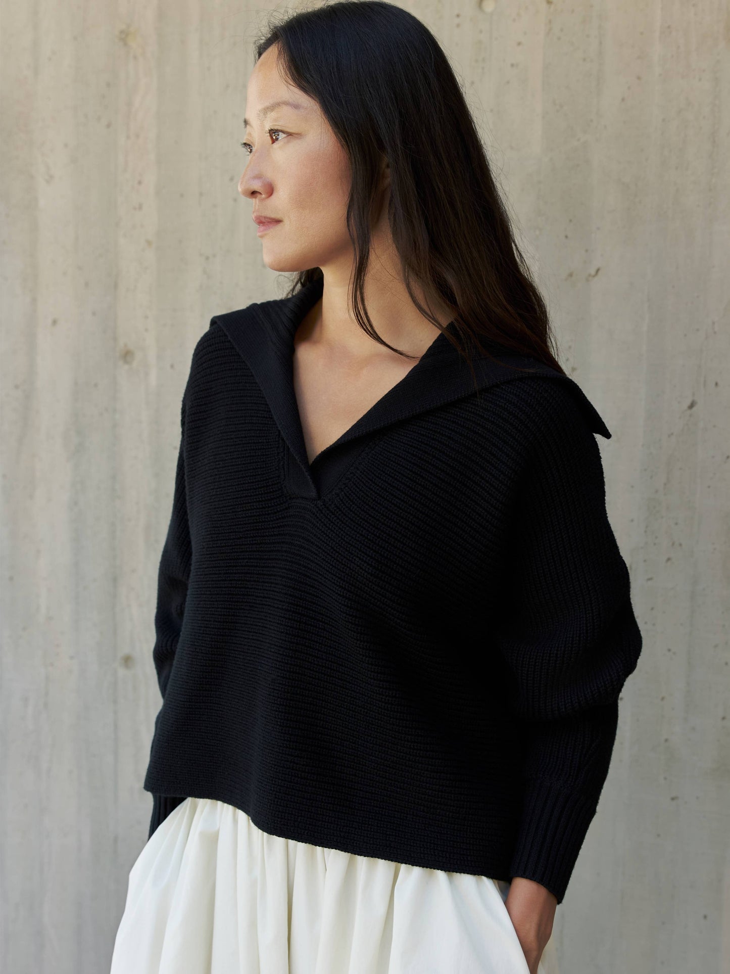 The Brixley Sweater | Ribbed Wide-Collar Sweater