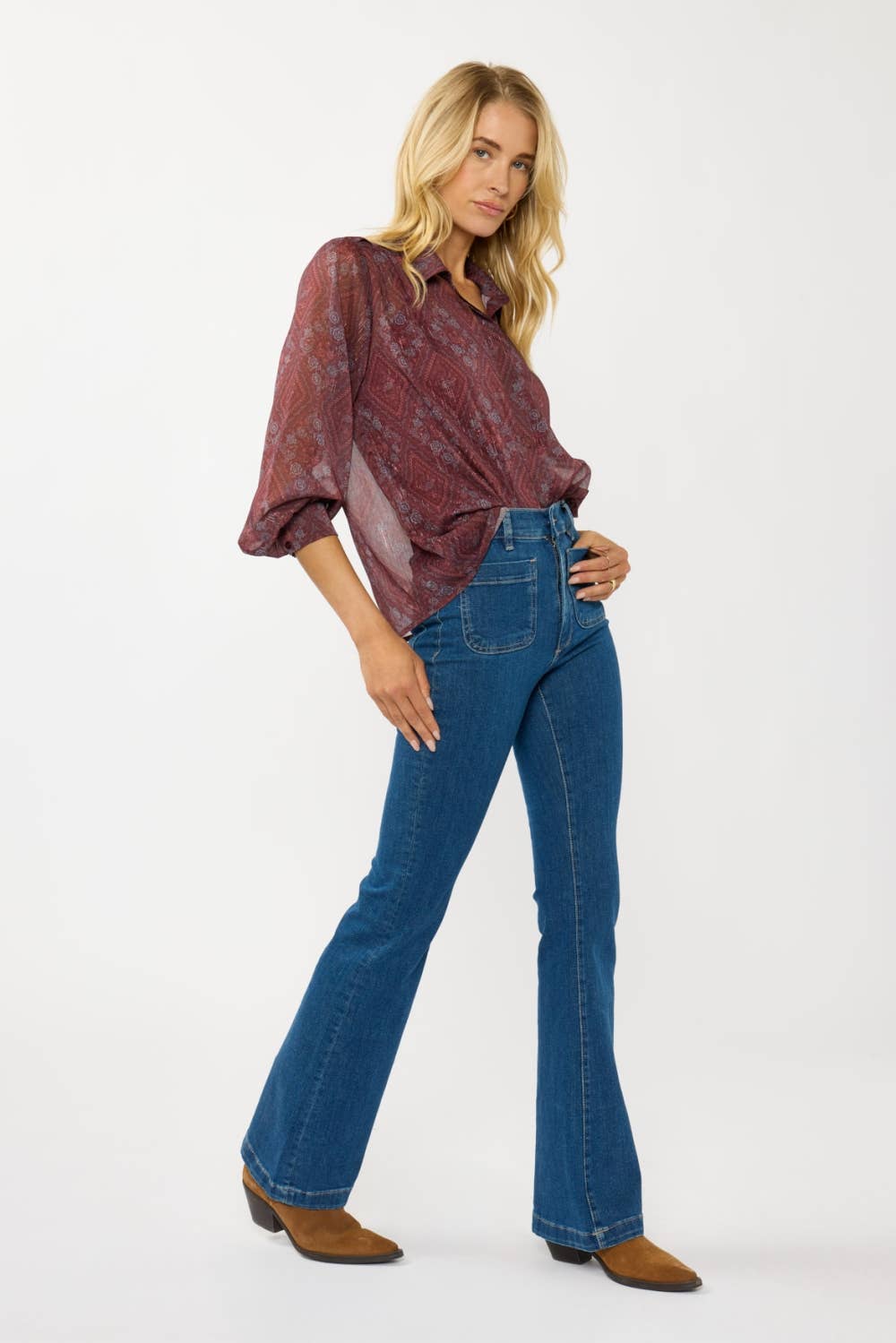 Diamond Floral Sheer Blouse