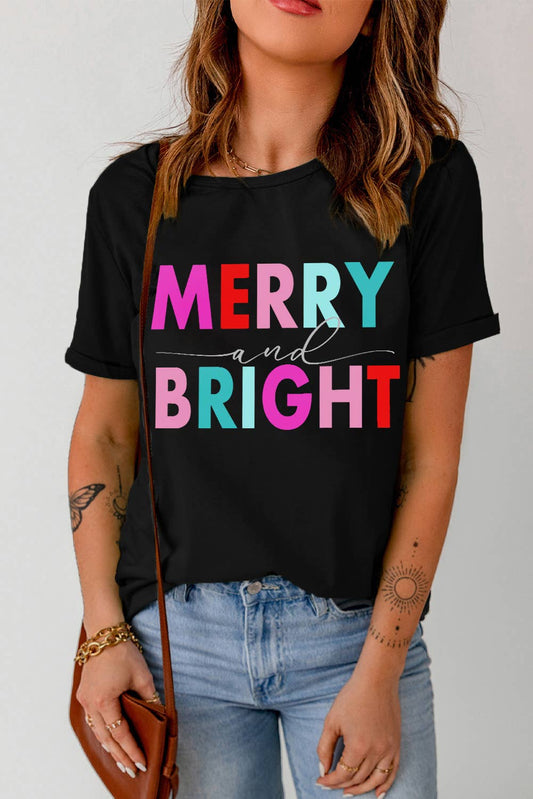 MERRY and BRIGHT Christmas Graphic Tee | S-2XL