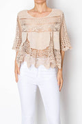 Relaxed Short Crochet Lace Top