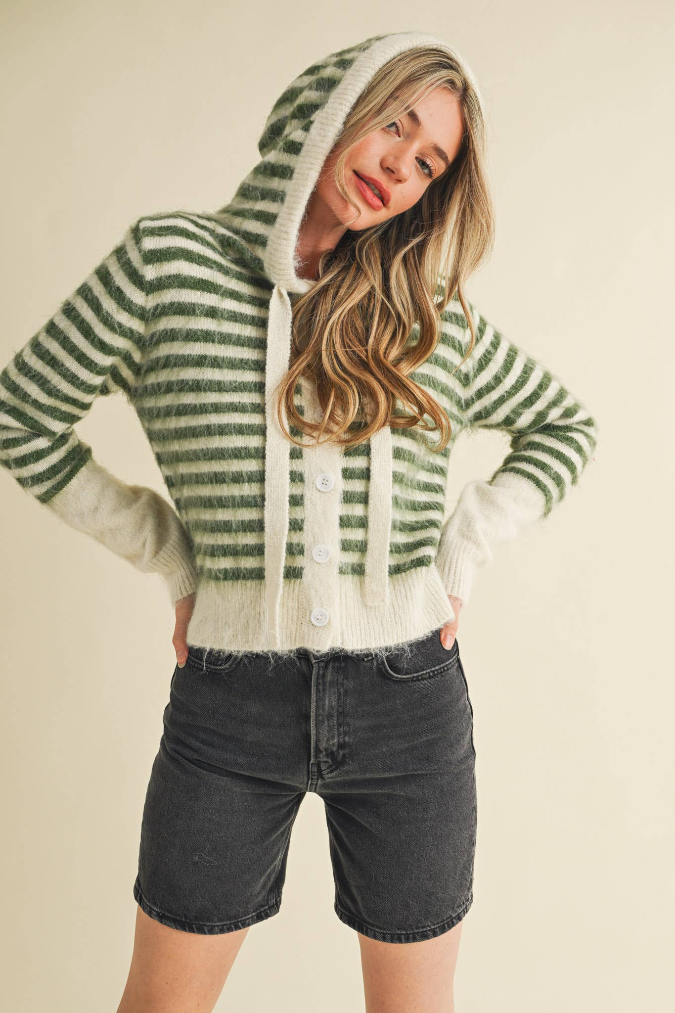 Striped Hoodie Cardigan