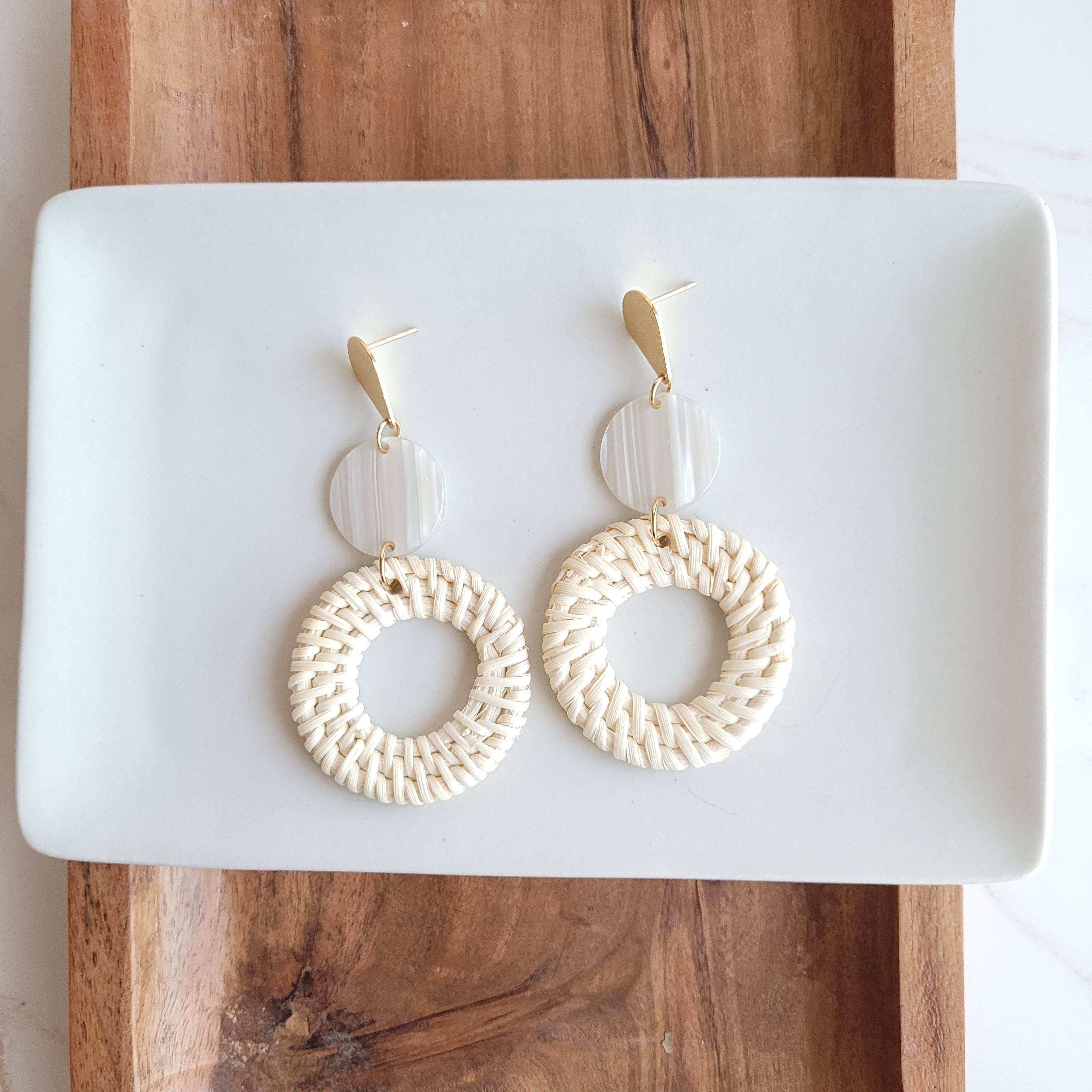 Lana Earrings - Light Rattan Seashell // Resort, Jewelry
