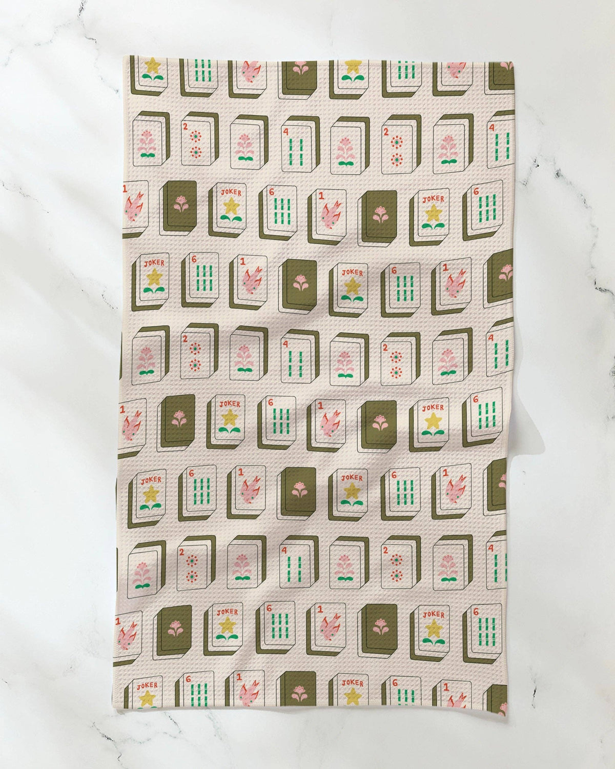 Flower Tiles Tea Towel - Mahjong