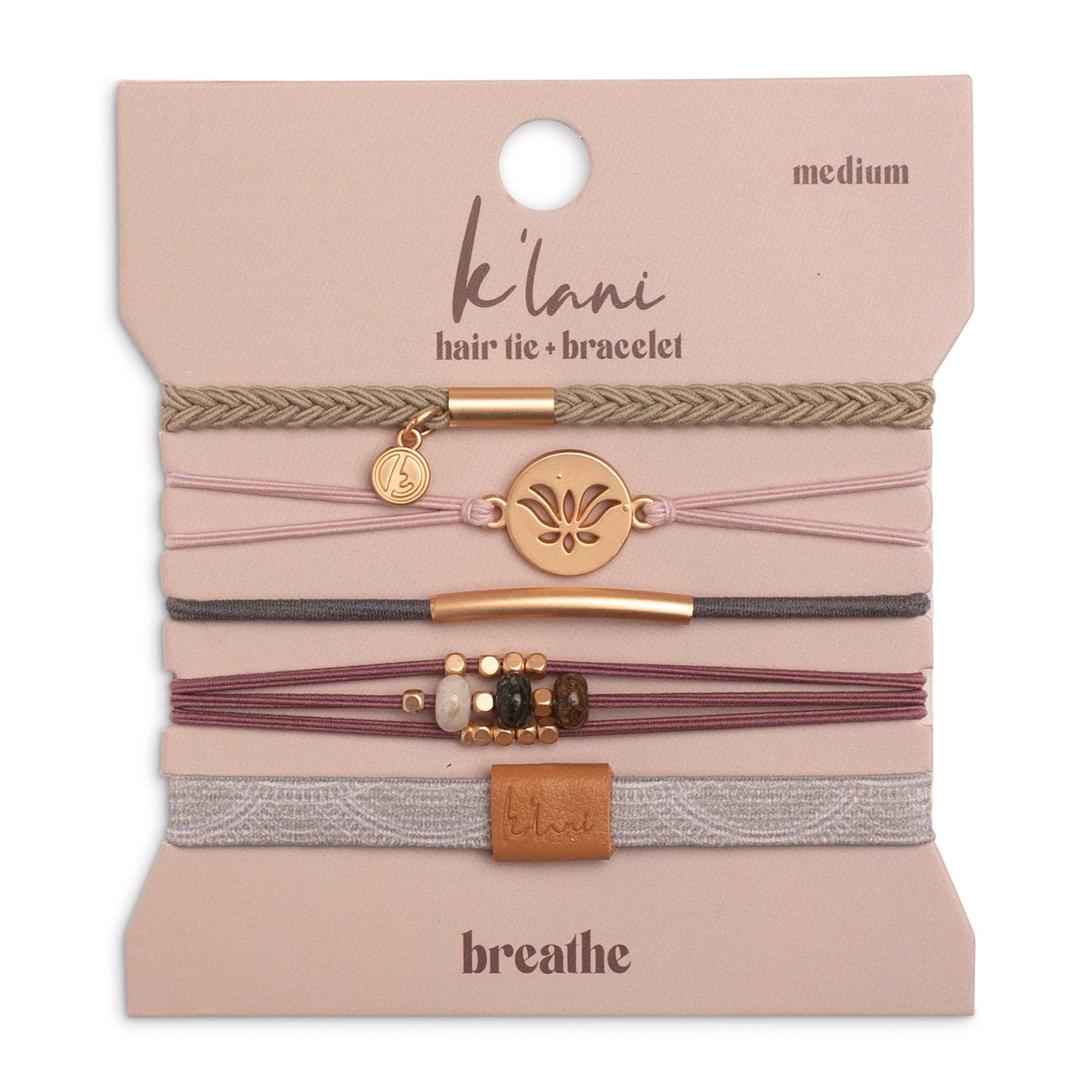 "Breathe" Lotus Flower Earthy Tones Hair Tie Bracelets