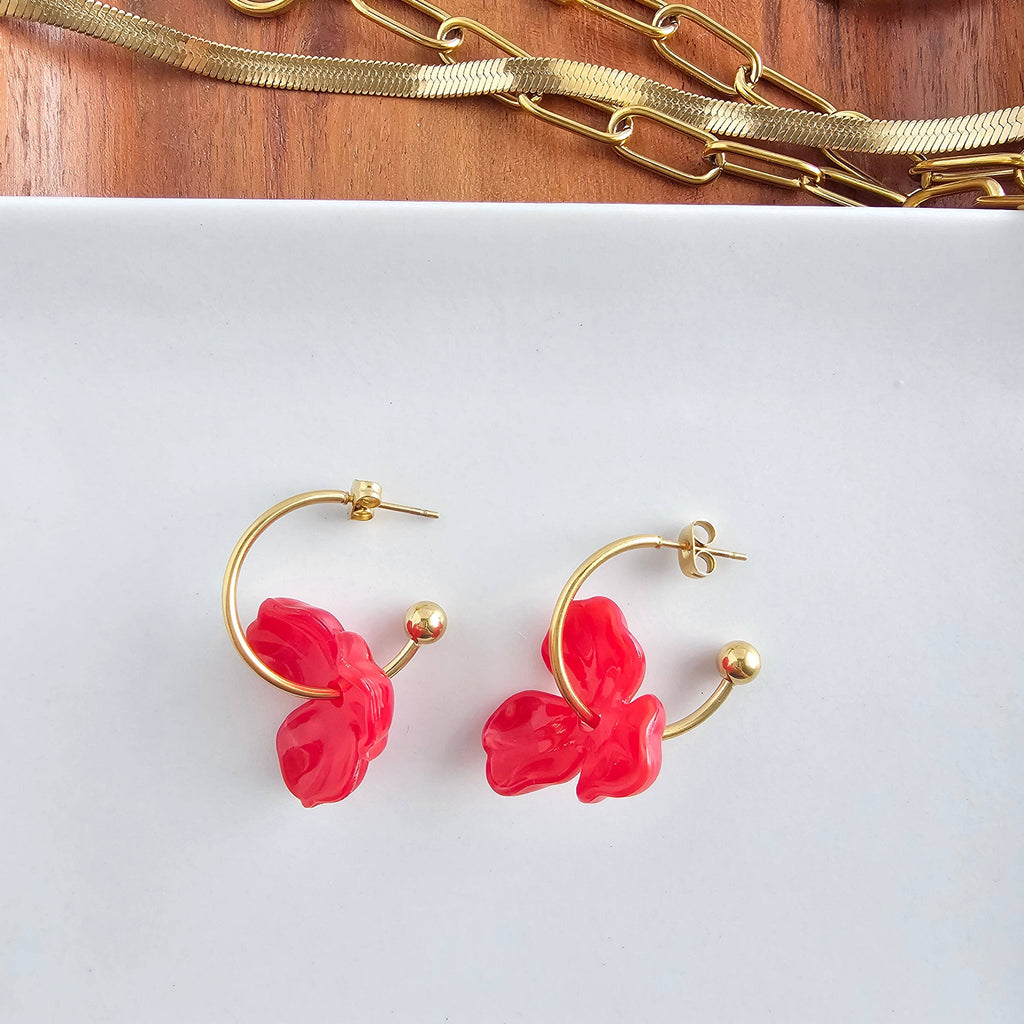 Magnolia Hoops - Poppy Red // Jewelry, Earrings, Fall