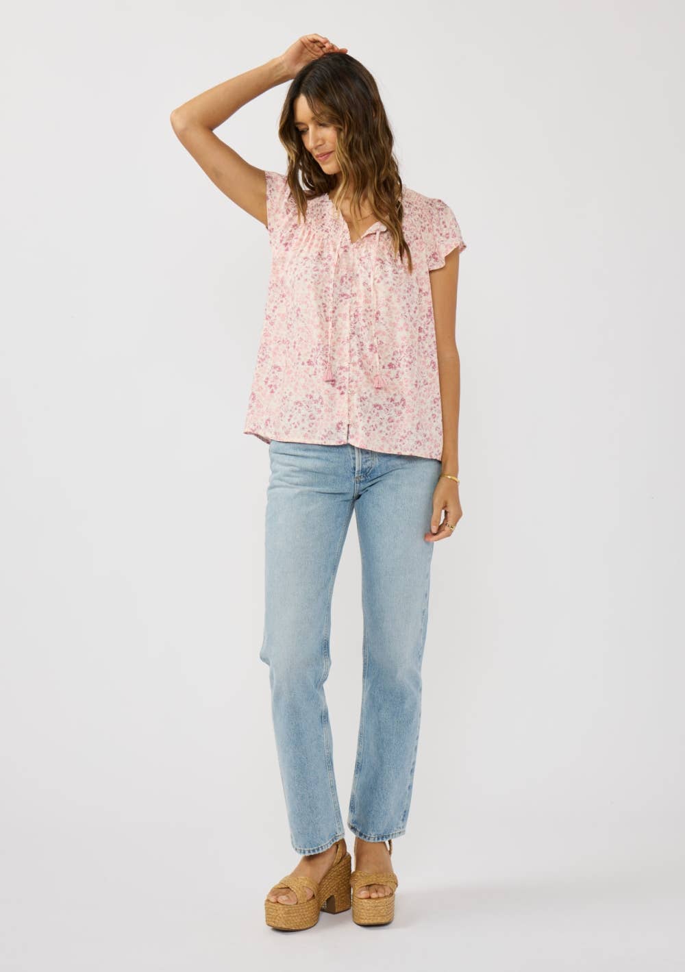 Floral Smocked Flutter Top