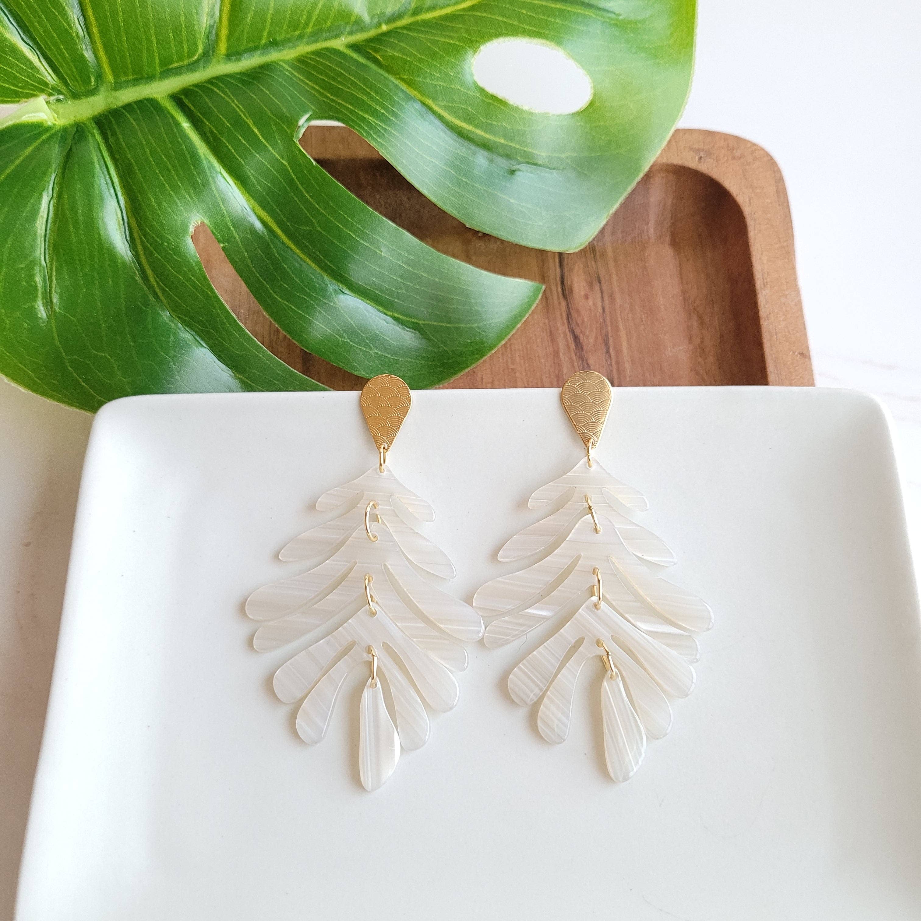 Palm Earrings - Seashell // Jewelry, Resort