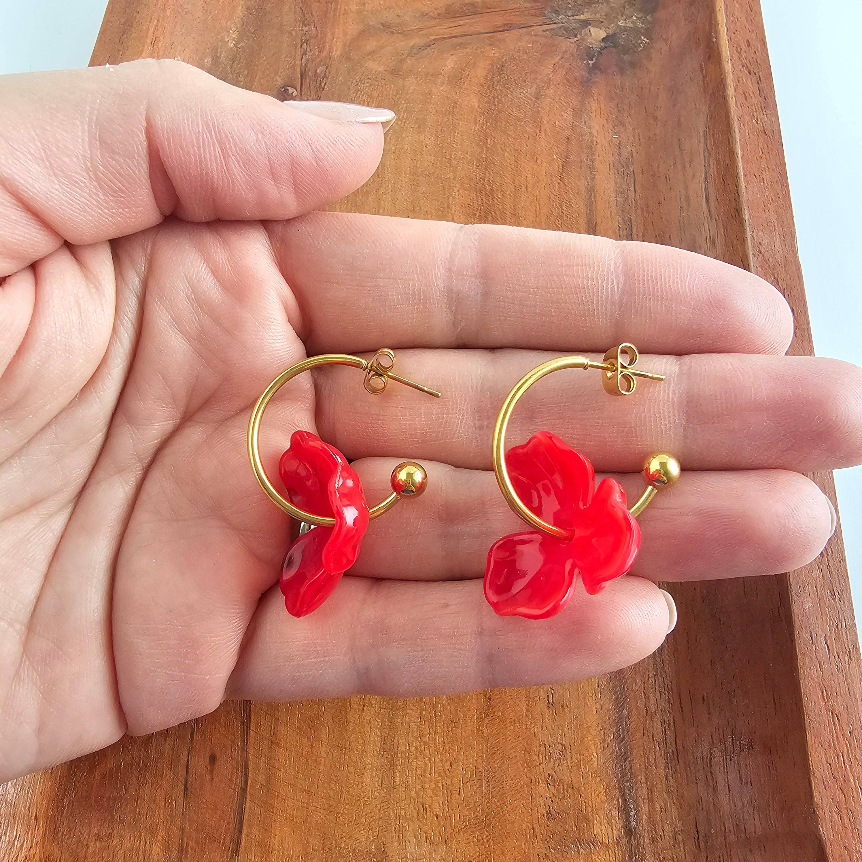Magnolia Hoops - Poppy Red // Jewelry, Earrings, Fall