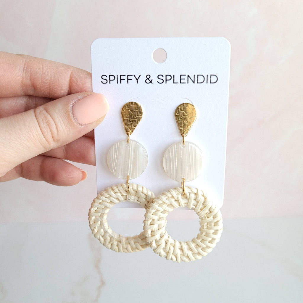 Lana Earrings - Light Rattan Seashell // Resort, Jewelry