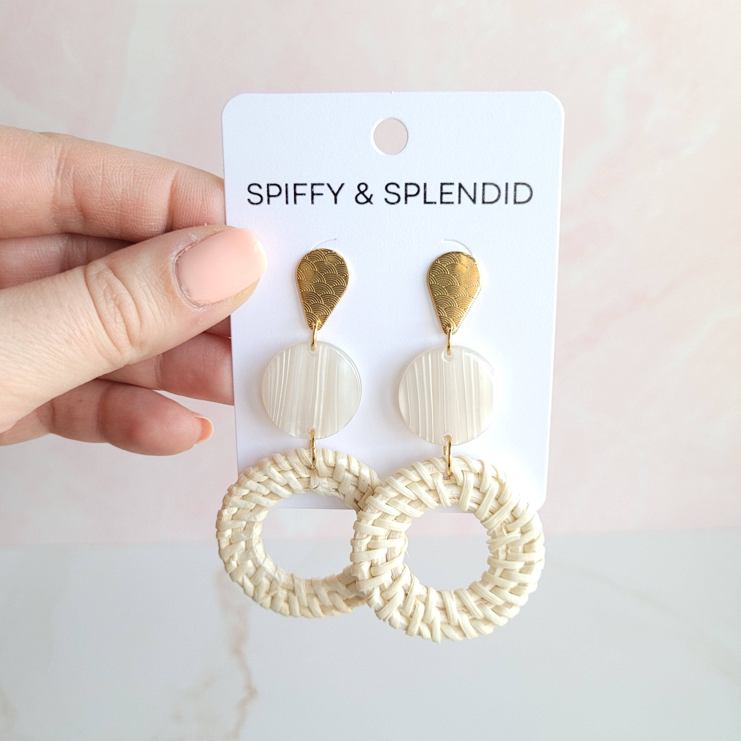Lana Earrings - Light Rattan Seashell // Resort, Jewelry