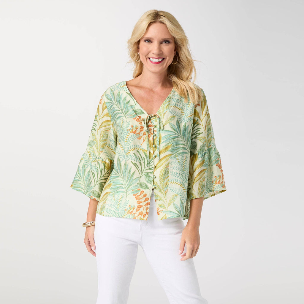 Kamila 3/4 Sleeve Button Front Top