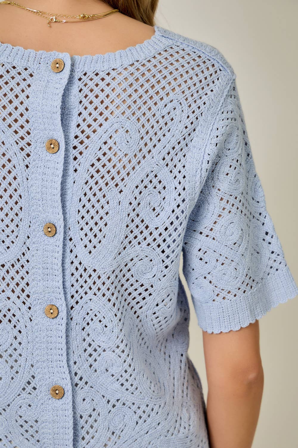 Crochet Short Sleeve Knitted Top