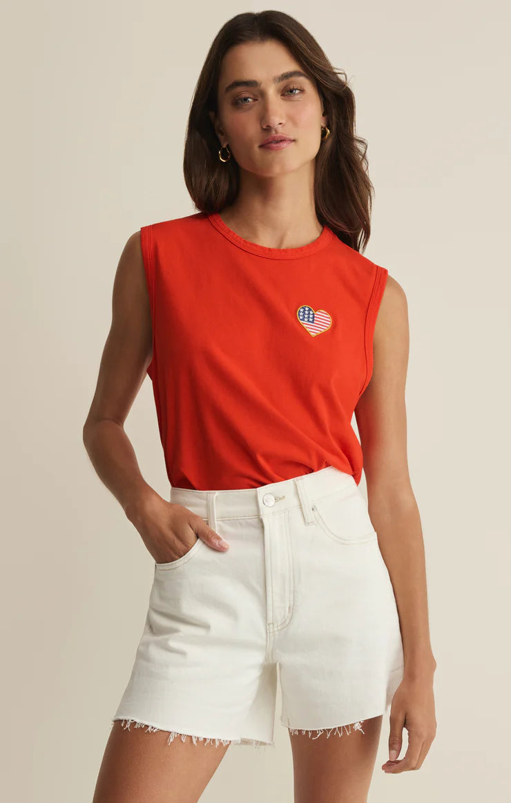 Z Supply Flag Patch Muscle Tank Lychee