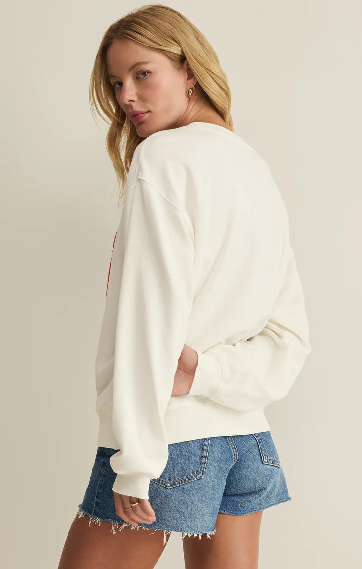 Z Supply USA Boyfriend Sweatshirt Sea Salt