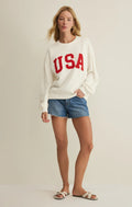 Z Supply USA Boyfriend Sweatshirt Sea Salt