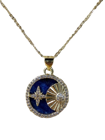 501 Gold North Star & Moon necklace