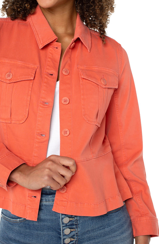 Trucker Jacket With Peplum Hem by Liverpool