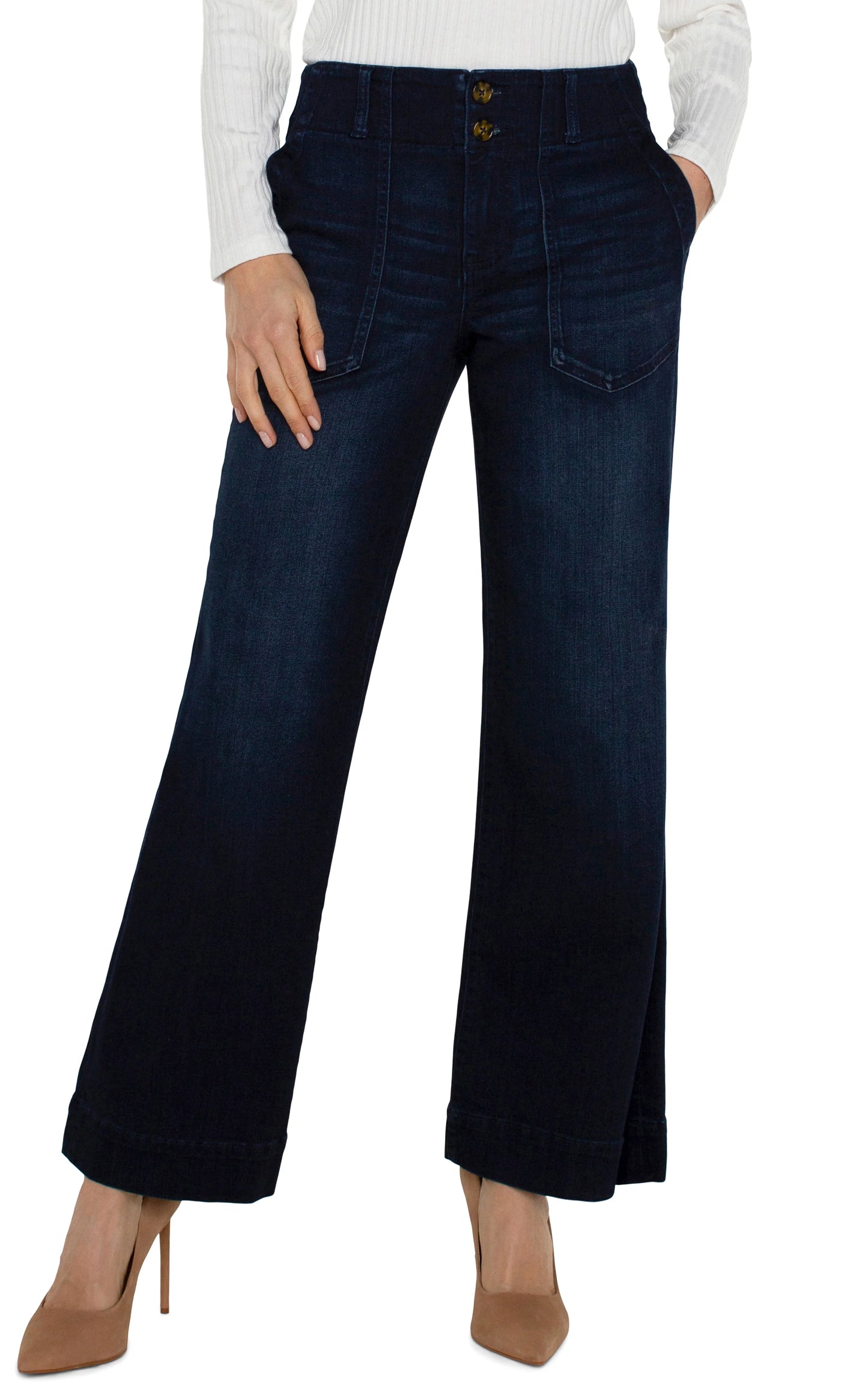 Patch Pocket Wide Leg Trouser by Liverpool