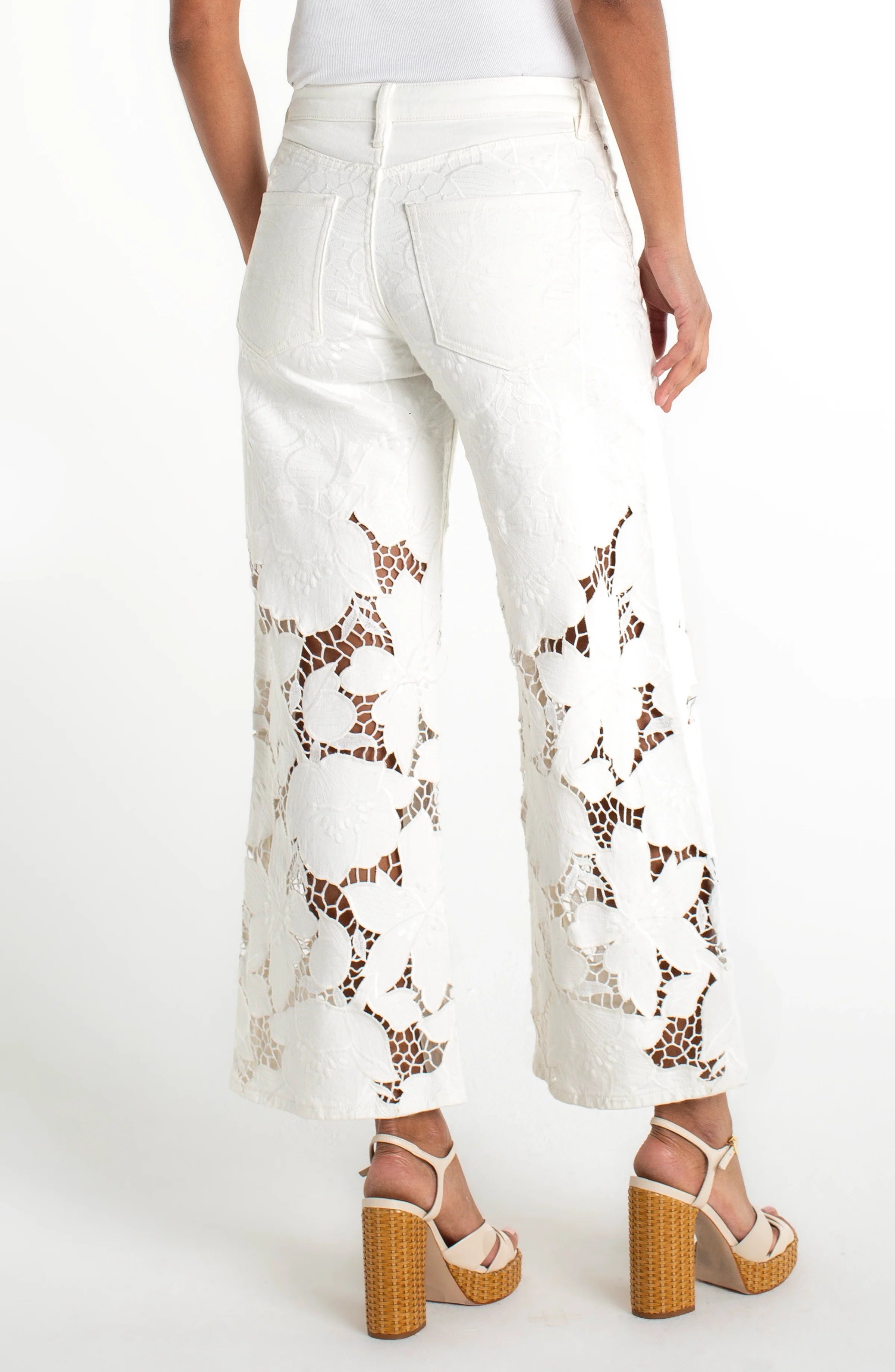 Stride Wide Leg with Floral Cutwork by Liverpool