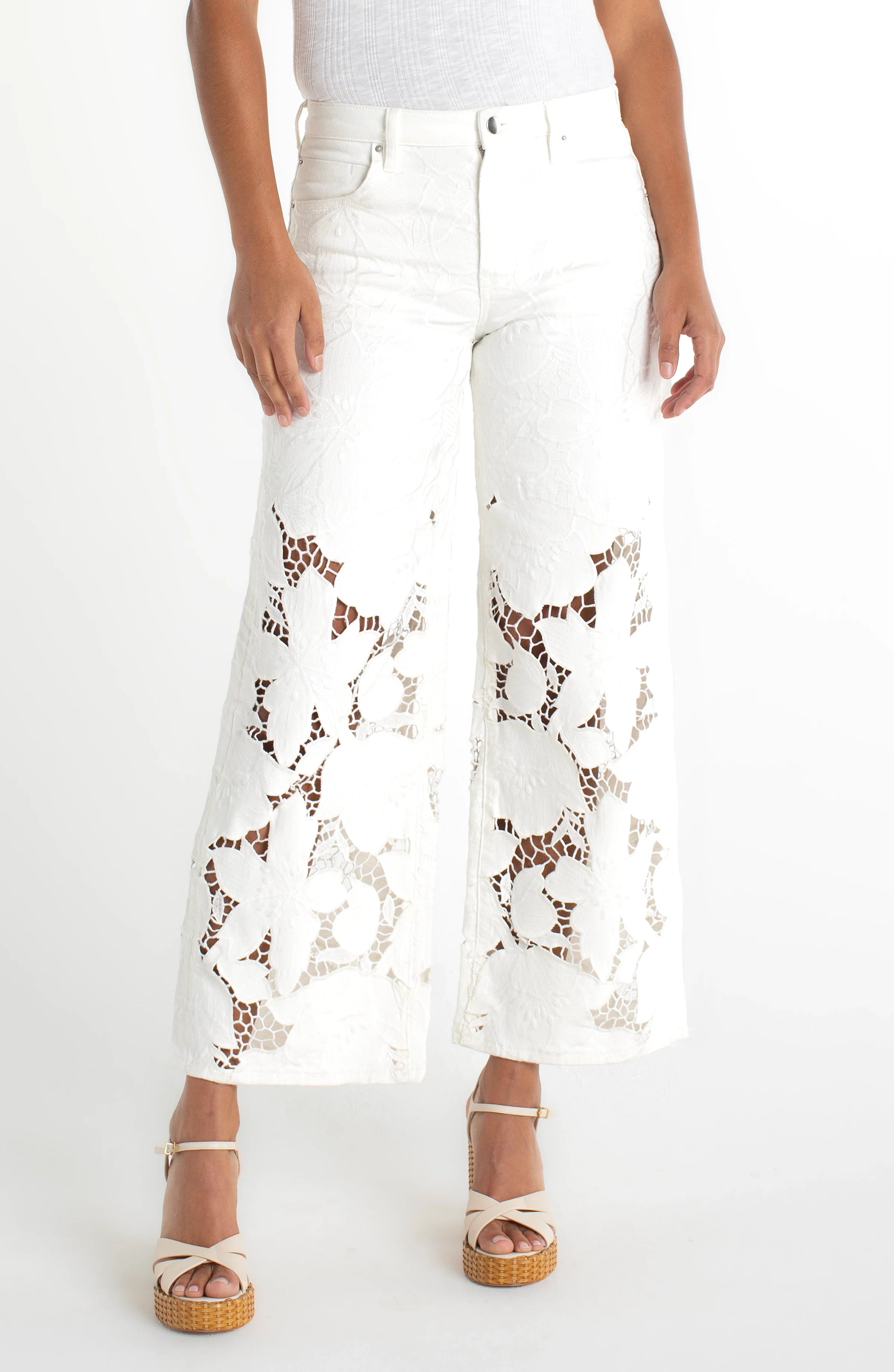 Stride Wide Leg with Floral Cutwork by Liverpool