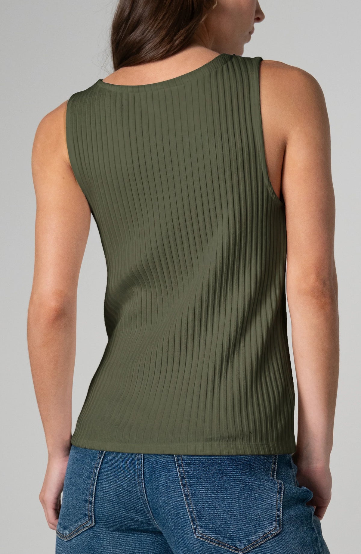 Sleeveless Boat Neck Rib Knit Top by Liverpool