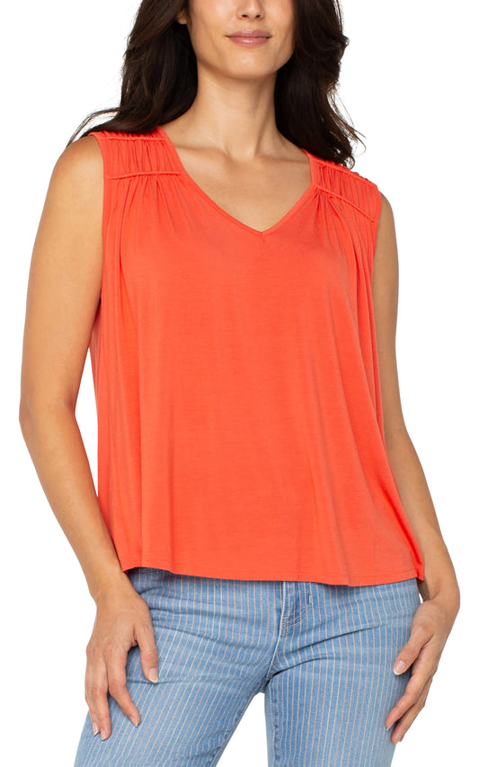 Sleeveless Shirred Detail Knit Top by Liverpool