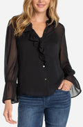 Long Sleeve Ruffle Front Shirt by Liverpool