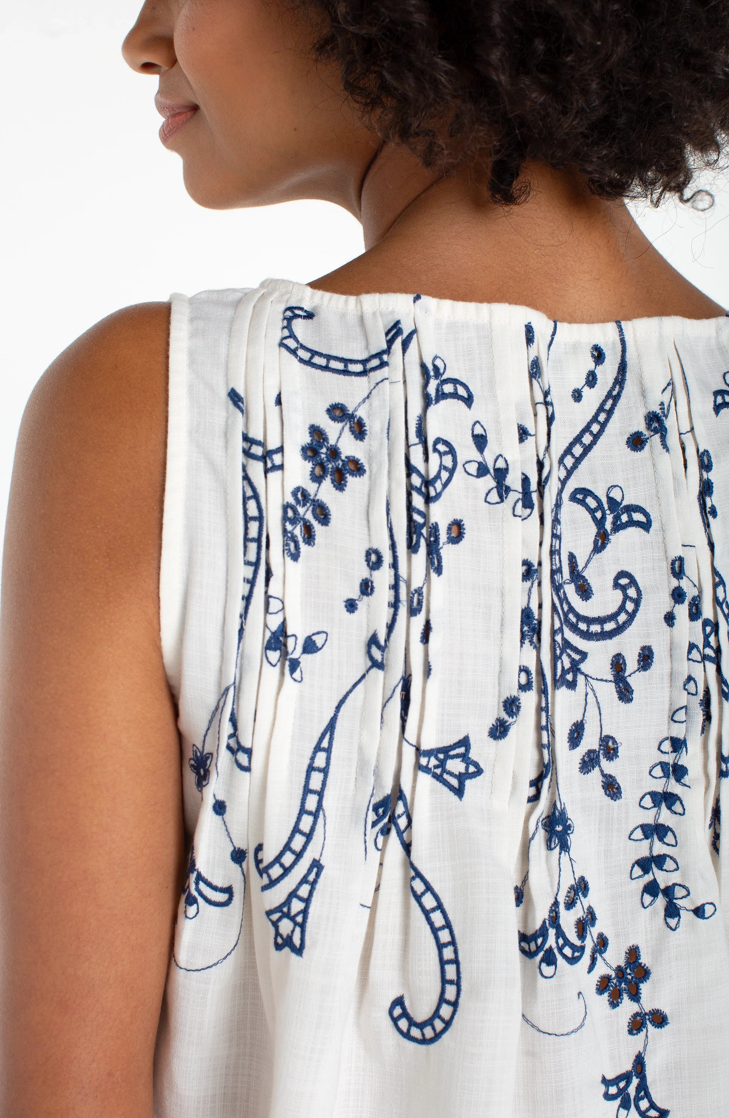 Sleeveless Boat Neck Woven Top