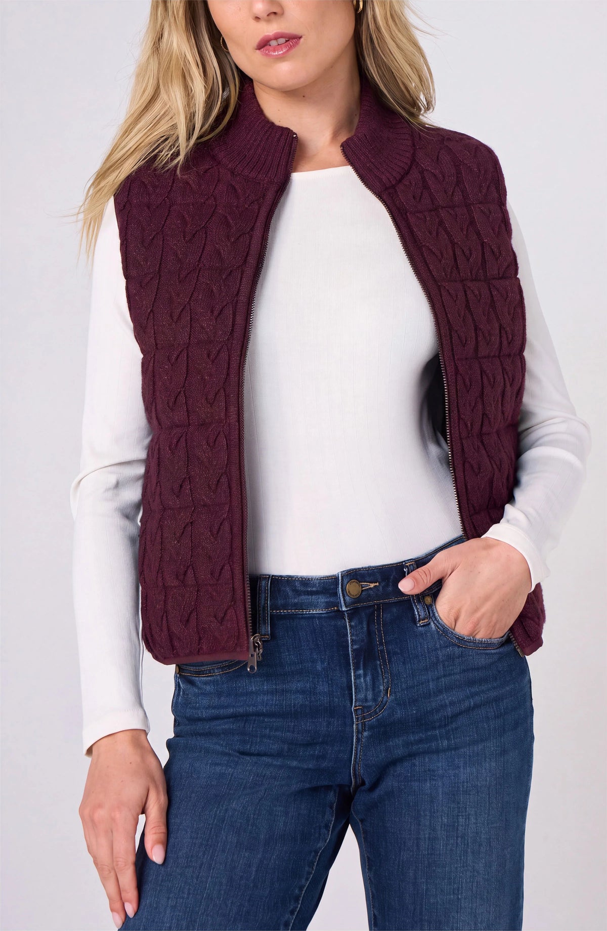 Sleeveless Reversible Quilted Sweater Vest by Liverpool