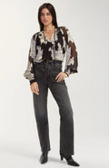 Long Sleeve Woven Top W/ Ties by Liverpool